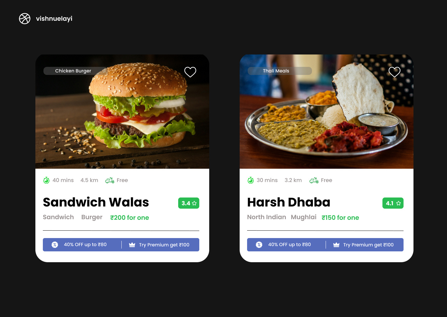 Modern Food Delivery App UI - Product Card Design by Vishnu Elayi on ...
