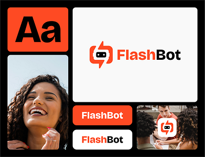 FlashBot app bot branding chatbot combination design dualmeaning flash graphic design logo logodesign logomark ui ux visuallogo