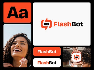 FlashBot app bot branding chatbot combination design dualmeaning flash graphic design logo logodesign logomark ui ux visuallogo