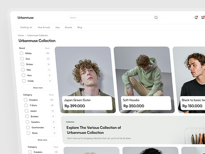 Urbanmuse - Fashion Ecommerce Website [Product List] clean design ecommerce magika marketplace product list products ui uidesign web design website design