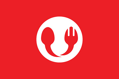 Abstract Spoon And Fork Logo background branding circle cutlery food fork graphic design hungry logo logoground red spoon ui united
