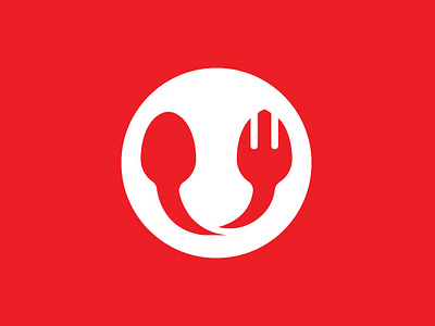 Abstract Spoon And Fork Logo background branding circle cutlery food fork graphic design hungry logo logoground red spoon ui united