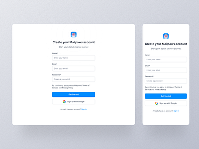 Simple Sign up and Sign In Responsive UI Page blue create account google login login nepal responsive saas sign in sign up ui