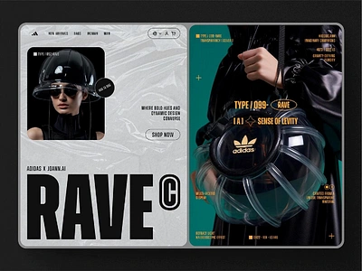 Adidas Rave - Header Website 3d adidas ai animation bag branding design fashion graphic design header landing page marketplace motion graphics product typography ui ui ux ui visual design web design website