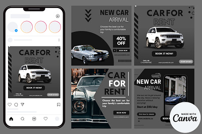 Car Rental Instagram Post Templates automotive canva car free graphic design instagram marketing rental social media social media post template