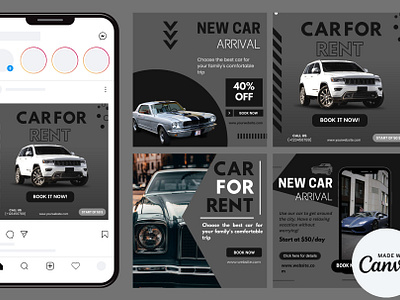Car Rental Instagram Post Templates automotive canva car free graphic design instagram marketing rental social media social media post template