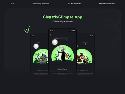 GhostlyGlimpse App Onboarding Animation animation appanimation apponboarding interactivedesign mobileapp motiondesign uiux userexperience visualdesign