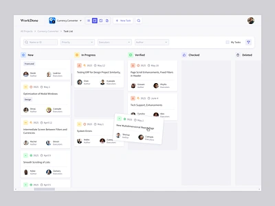 Kanban for Corporate Task Manager app cards columns deadline design filters interface kanban list manager project status table task ui user ux web website