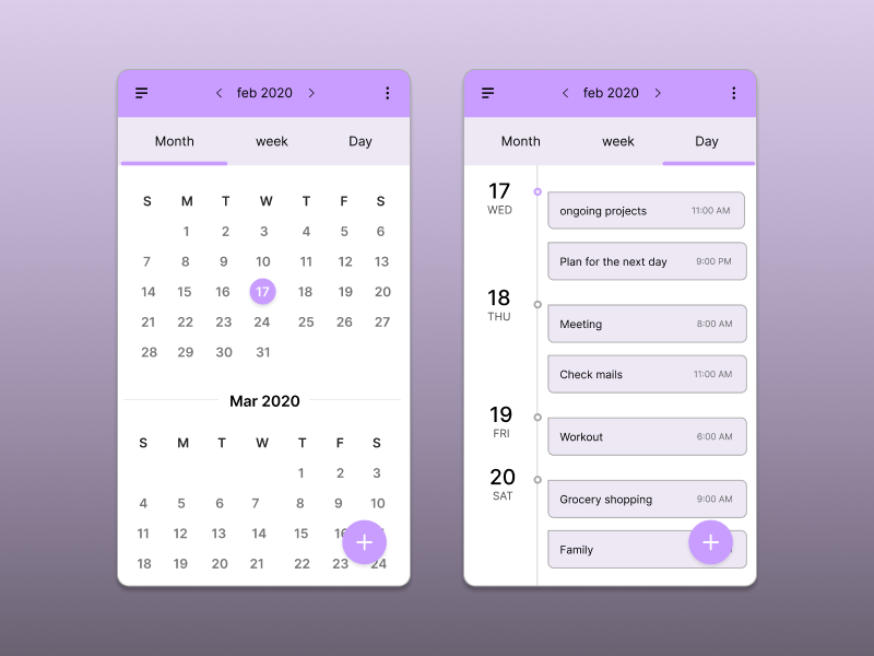 Daily UI Challenge #38 - Calendar by Elahe Gonabadi on Dribbble