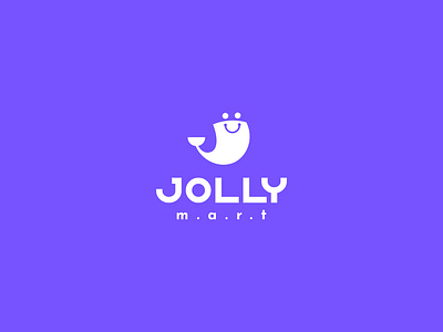 Jolly Mart logo design abstract branding cart creative cute flat happy iconic logo jolly letterlogo logo logo maker logofolio mart logo minimal modern new logo shopping simple whale