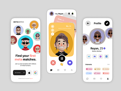 UI Design for Dating App. app appdesign figma figmaui practice rebound ui uidesign