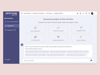 Data Chat with AI Dashboard ai ai chat chat gpt dashboard design figma illustration ui ux