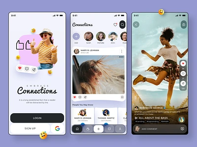 Modern Social Media App Design 📱 app design branding chat create live apps minimal mobile social app mobile ui photo posting public reaction sharing social media social media app ui interface uiux user interface video web design