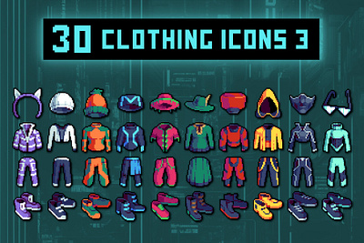 Free Clothing 32×32 Pixel Icons 2d 32x32 art asset assets clothes fantasy game game assets gamedev icon icons illustration indie indie game pack pixelart pixelated rpg set
