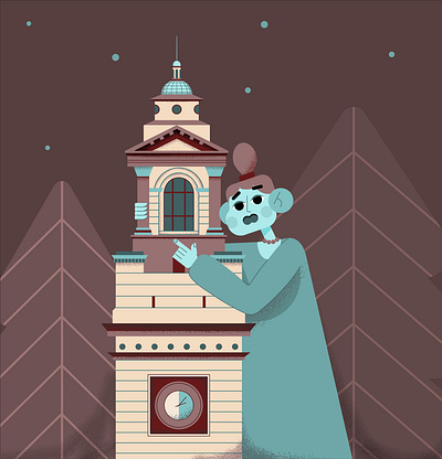Girl with a tower character flat girl human illustration people skill box tower vector