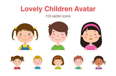 Lovely Children Avatar avatar avatar icons boy children design girl icon illustration kid student