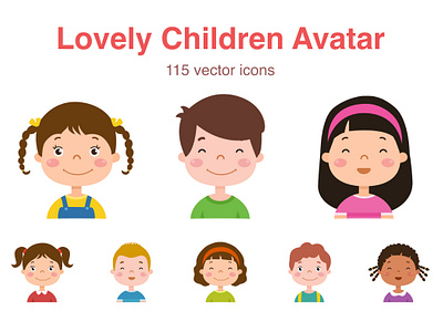Lovely Children Avatar avatar avatar icons boy children design girl icon illustration kid student