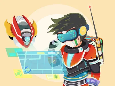 A Cyber Living character cyberpunk design drone graphic design illustration ui vector