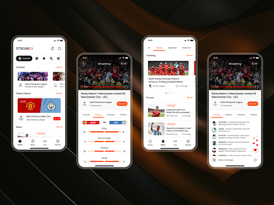 Streamea - Sport Streaming App app design graphic design mobile sport streaming ui ux