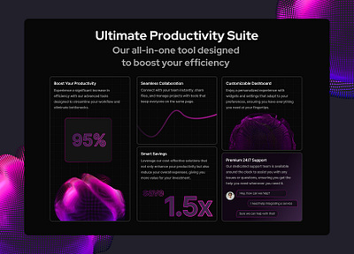 Productivity Suite SaaS bento bento grid dark features productivity saas suite uiux web design