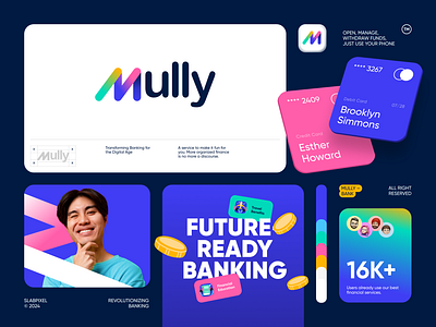 Mully: Branding – Transforming Banking for the Digital Age bank banking blue brand brand guideline branding card colorful digital card finance funds graphic design investment logo management money savings transaction transfer vibrant