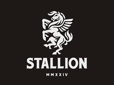 Stallion branding concept crest design heraldry horse illustration logo pegasus