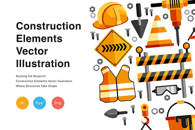 Construction Elements Vector Illustration jackhammer