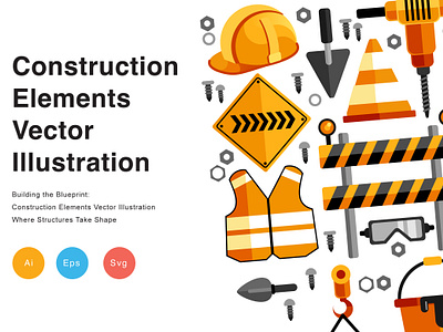 Construction Elements Vector Illustration jackhammer