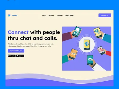 Connect application chat daily design figma graphic design hero illustration section ui ux webdesigner website website design