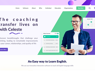 Coaching Website Design 3d english landing page learning lecture mindfulness motivation techniques organization skills reading self discipline self reflection stress management study habits study strategies study web time management ui uiux web design website