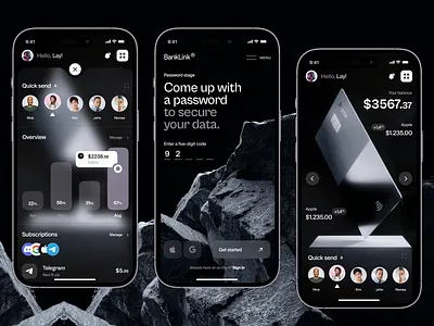 Banklink - Online Banking App Concept bank banking blur cards chart credit card finance financial app fintech interface loan mobile money mvp stats ui uitips uitutorial ux wallet