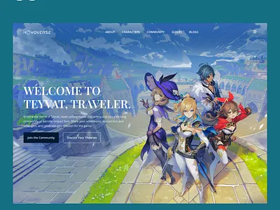 Genshin Impact Fan Community community console design fan figma games genshin graphic design hero section ui ux video webdesigner website website design