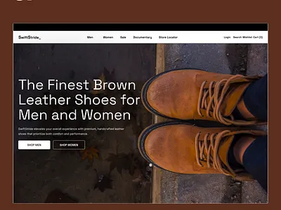 Swift Stride daily design figma graphic design hero leather section shoe store ui ux webdesigner website website design