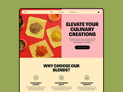Ecommerce Website for Flavo about us brand identity colorful design ecommerce homepage landing page shop ui ux