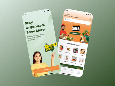 Grocery Shopping Mobile App Design Concept animation app branding clean ui design u ui