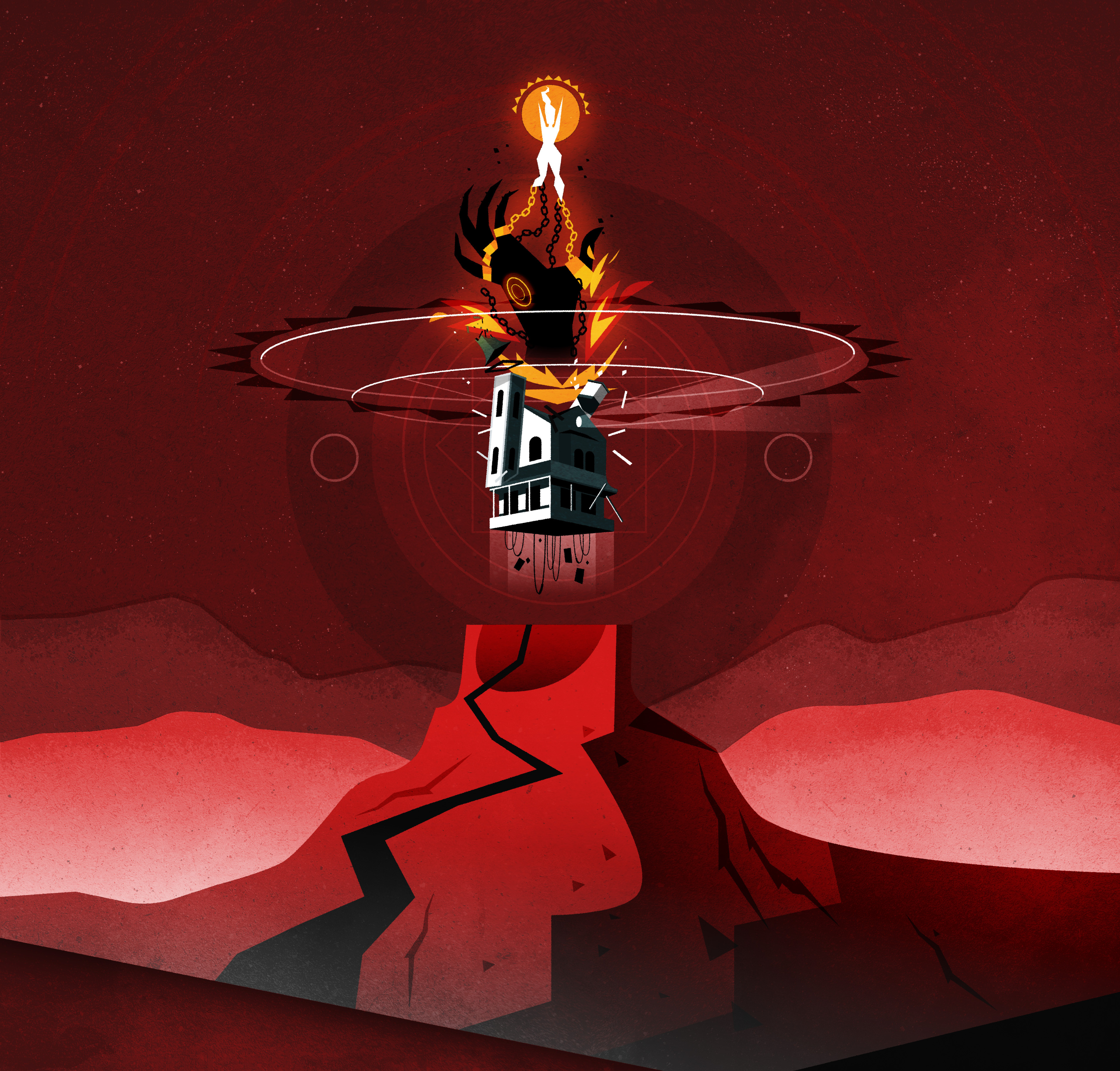 Summon gone wild! architecture demon design fantasy graphic design house illu illustration illustrator minimalist texture vector