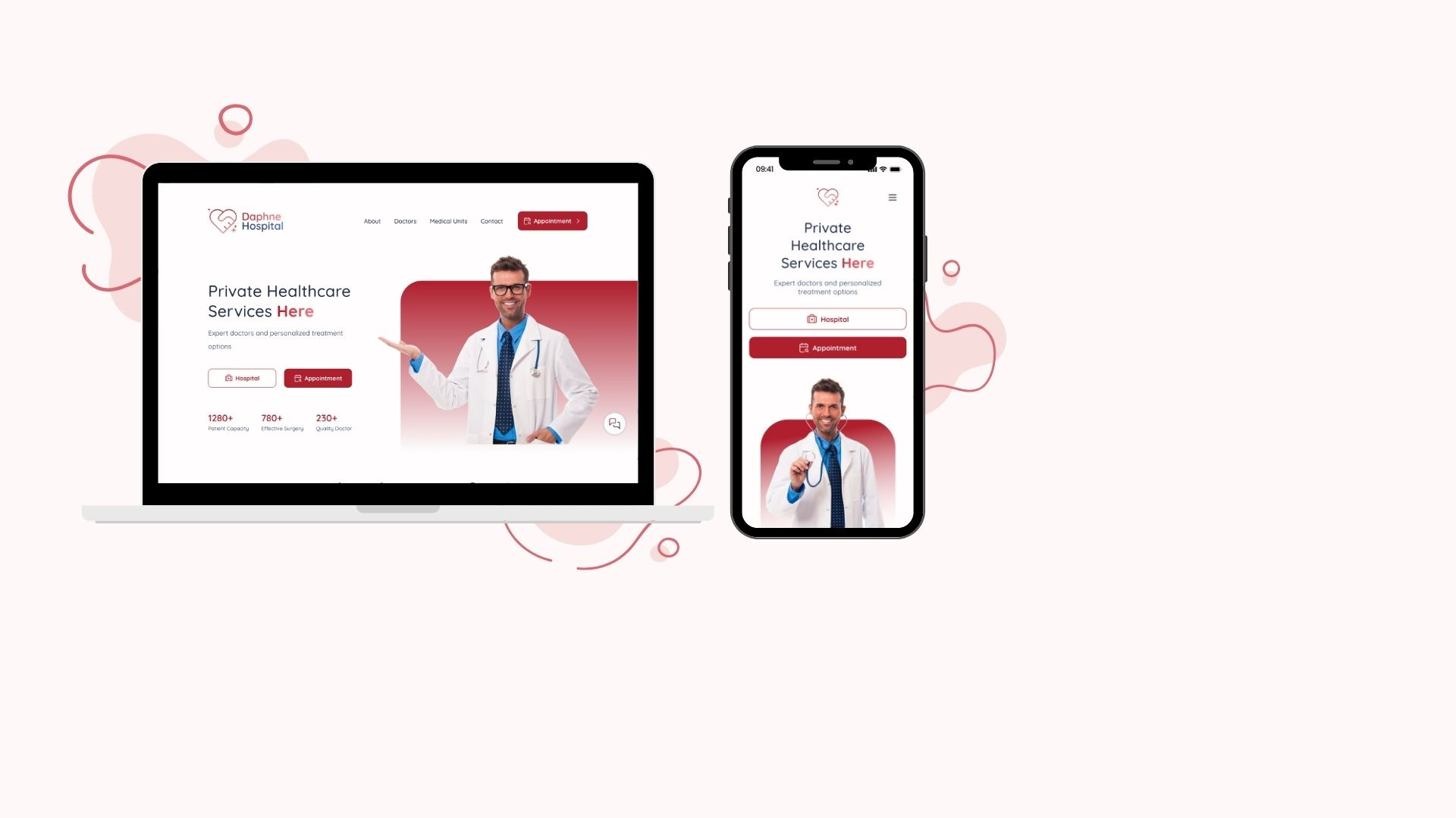Medical Hospital Web - Mobile Design | Daphne Hospital app branding design logo typography ui ux