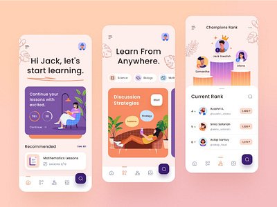 Learning App UI 3d animation app app design branding designia digital art interaction design interface landing page mobile app mobile design ui ui design uiux visual design visual identity web design website website design