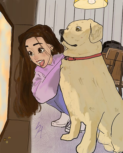 Girl and a dog art design digitalart illustration