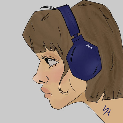 Girl listening to music art design digital digital art digitalart human illustration