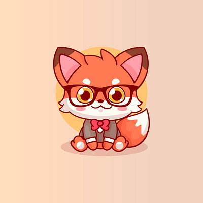 Adorable red fox wearing stylish glasses