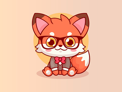 Adorable red fox wearing stylish glasses