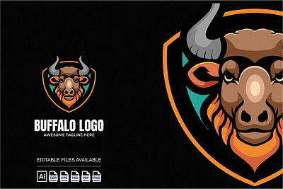 Buffalo Head Illustration Logo Design 3d branding buffalo colorful design graphic design illustration logo