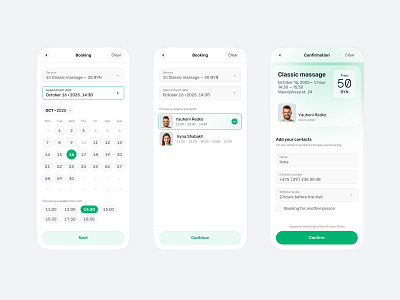 Booking an appointment app appointment booking calendar concept doctor form inputs medical mobile therapy ui