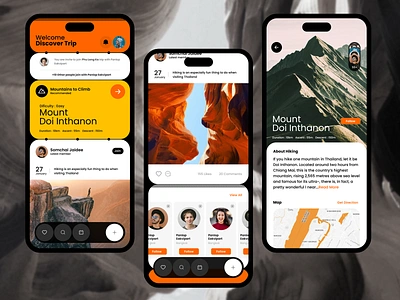 Hiking App app app ui branding figma graphic design hiking mobile mobile app ui uidesign userinterface ux ux ui