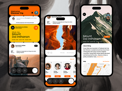 Hiking App app app ui branding figma graphic design hiking mobile mobile app ui uidesign userinterface ux ux ui