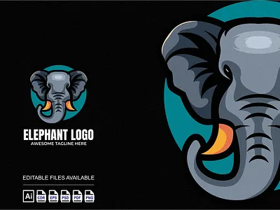 Elephant Head Illustration Mascot Logo 3d branding colorful design elephant graphic design illustration logo