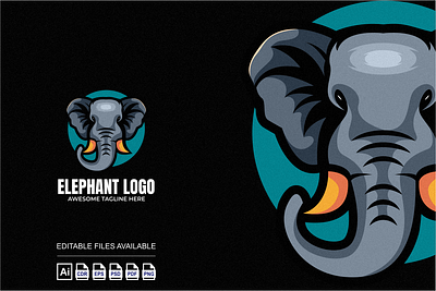 Elephant Head Illustration Mascot Logo 3d branding colorful design elephant graphic design illustration logo