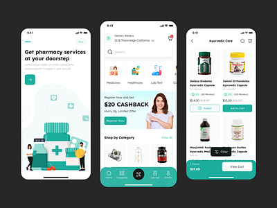 Pharmacy Healthcare App app medical treatment medicine ui ux