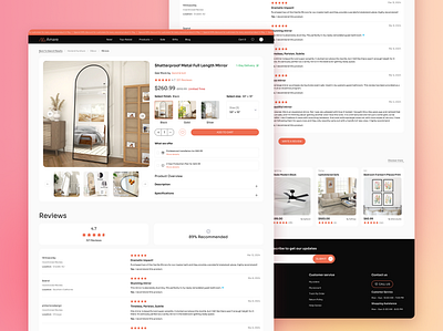 Home decor e-commerce - Product page decor e commerce interface product design product page reviews ui ux web design